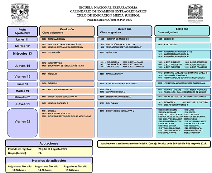 extraordinarios, calendario extraordinarios